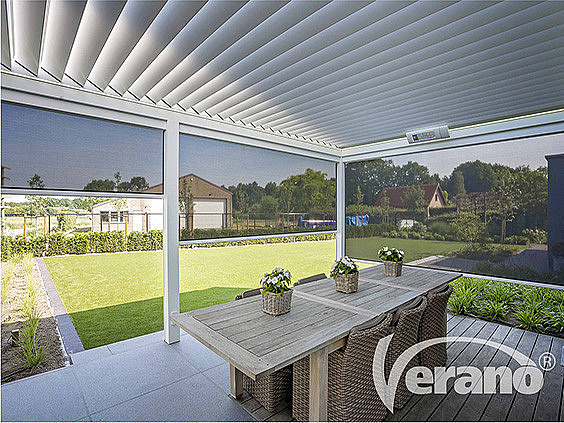 Buitenleven lameldak - luxe overkapping met screens - tuin - tuinoverkapping-verlichting