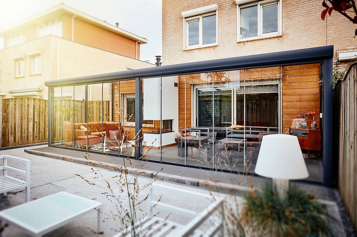 Overkapping glas tuin ramen glaswanden schuifwanden