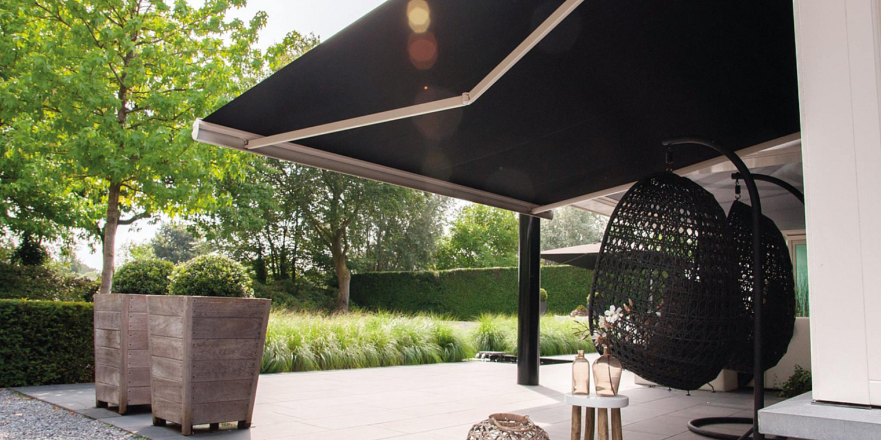 Knikarmscherm zwart V360